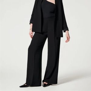 SPANX Carefree Crepe Black Wide-Leg Trousers